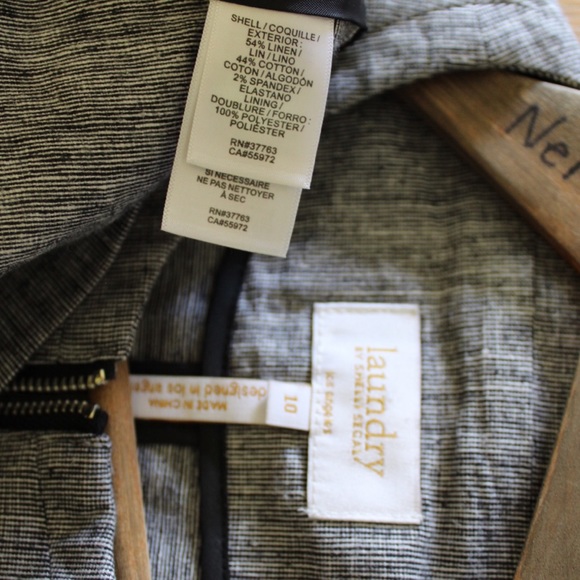 Laundry by Shelli Segal Linen Zip Blazer Suit Jacket Large 10 - Picture 7 of 7